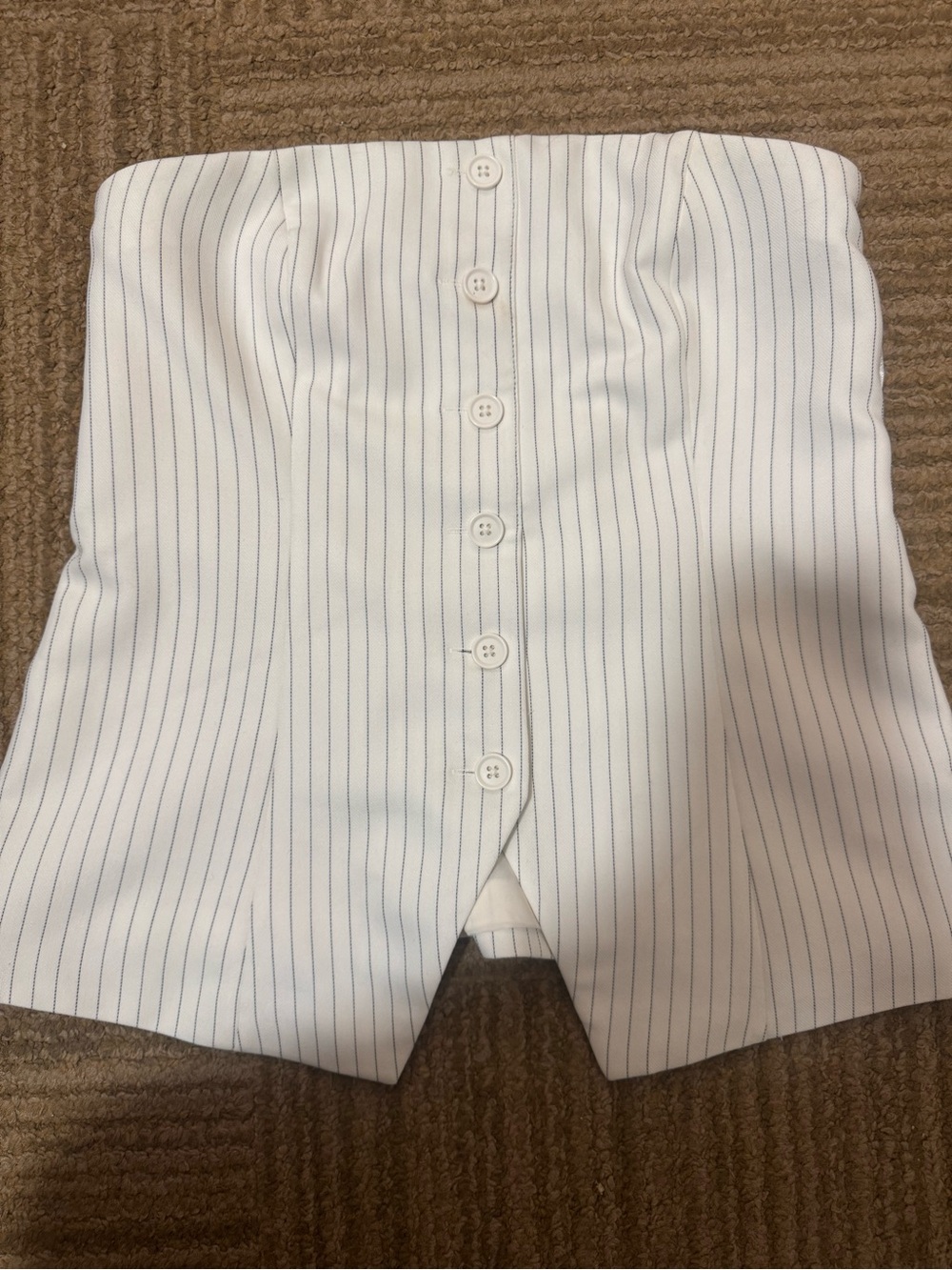 Abercrombie & Fitch White Top with Navy Pinstripes